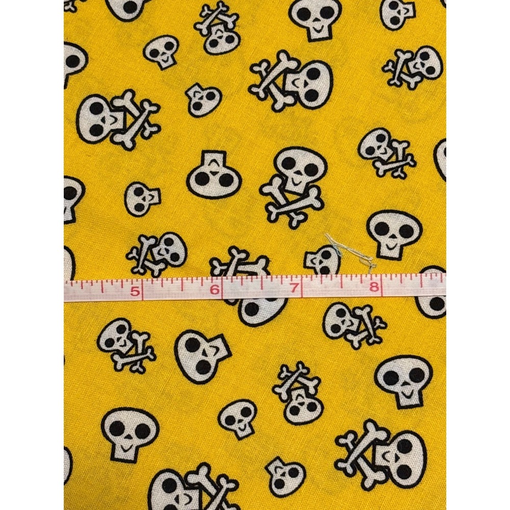 Yellow Skull‎ & Crossbones Cotton Fabric 19" X 44" Pirate